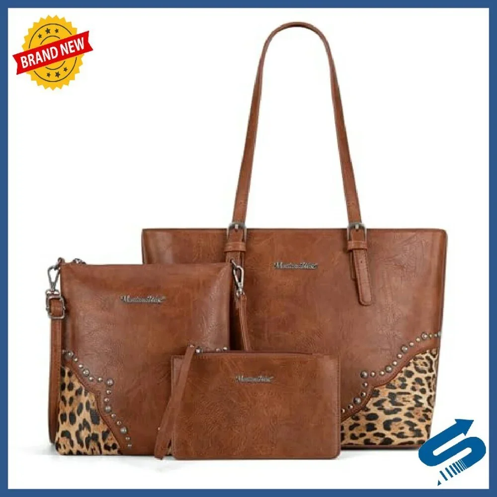 3-Piece Tote Bag Set with Crossbody and Wristlet, Large Capacity - Picture 2 of 8